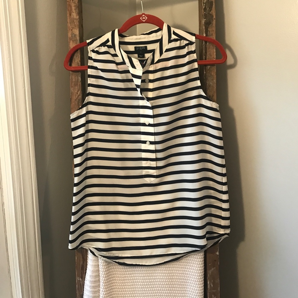 J. Crew Navy and White Striped Tank